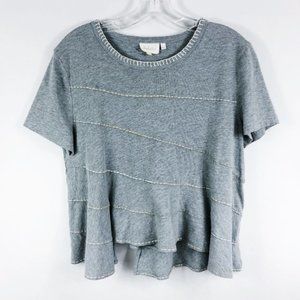 ! Anthro Deletta Gray Asymmetrical Stitched Shirt